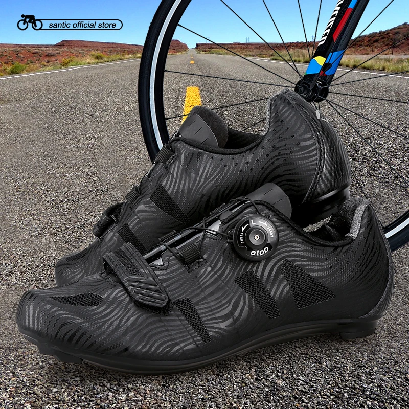 Santic Men Cycling Road Shoes Lace-up Nylon Sole Cycling Athletic Racing Team Bicycle Shoes Breathable Cycling Clothings MS17005