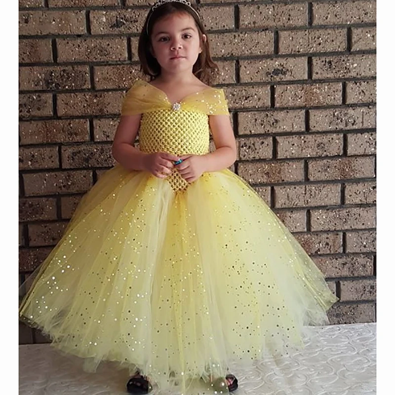 Элегантное желтое праздничное платье-пачка для девочек платье принцессы