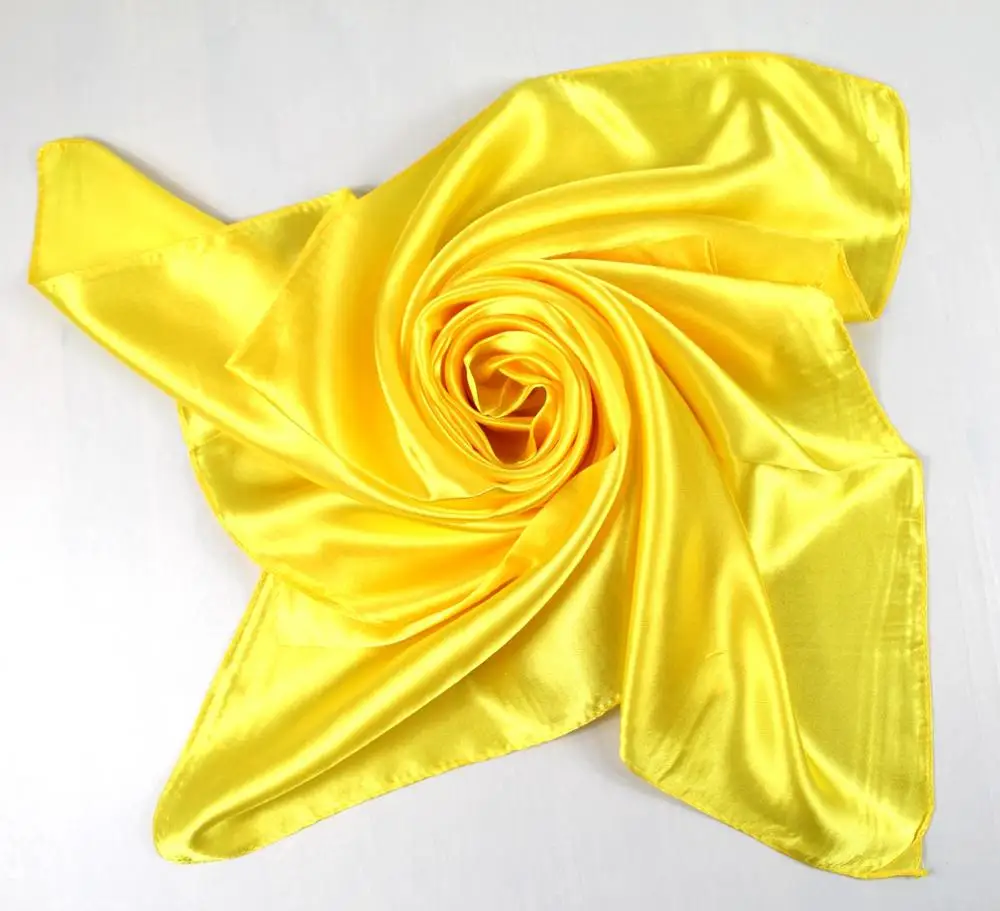 

90*90cm Solid Bandana Kerchief Women Satin Head Scarf For Hair Silky Square Neck Scarfs Ladies Scarves WJ-02A
