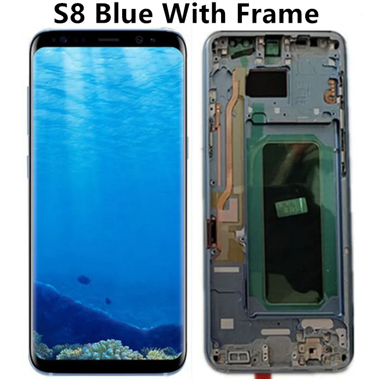 S8 Blue With Frame ЖК-дисплей для samsung Galaxy S8, ЖК-дисплей S8 plus, G950, G950F, G955fd, G955F, G955, с тенью, с сенсорным экраном, оцифровать - Цвет: S8 Blue With Frame