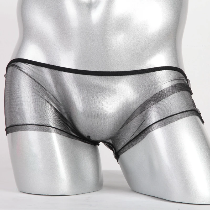 Мужские трусы боксеры с заниженной талией черные дышащие из мягкой тонкой