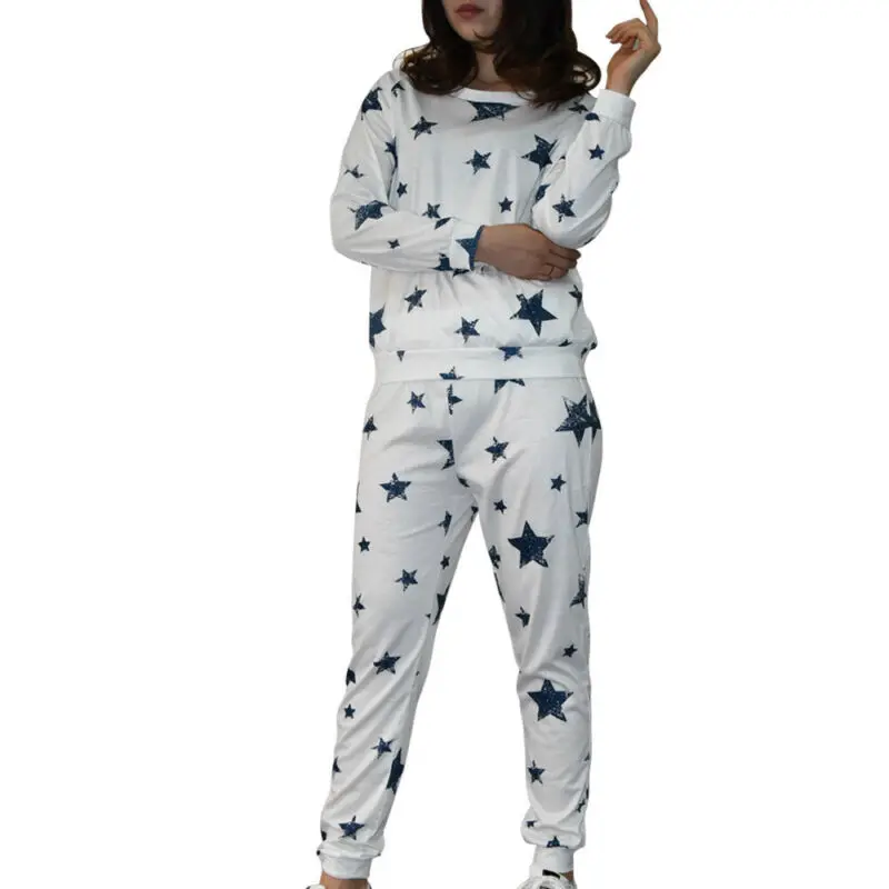 

Women's Long Sleeve Tops Trousers Ladies Star Printed Two-Pieces Loungewear Set