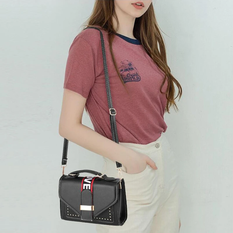 

Bags For Women Solid Flap Fashion Messenger Bag Rivet Women Shoulder Bag Small Lady Handbags High Quality Purse
