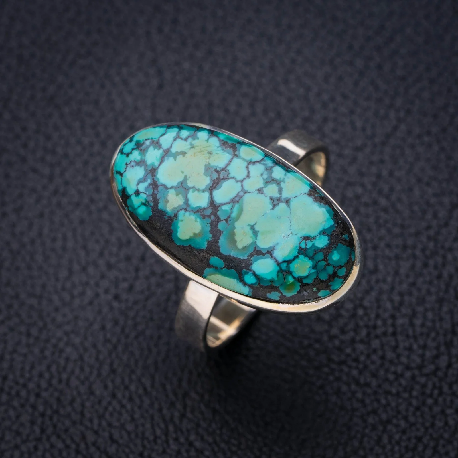 

StarGems Natural Turquoise Handmade 925 Sterling Silver Ring 13.5 E7658