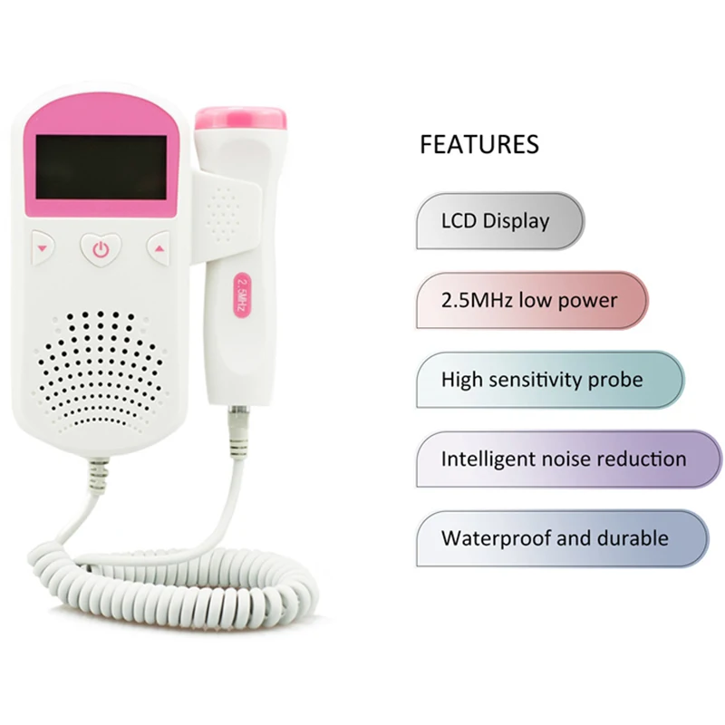 2.5MHz Doppler Fetal Heart Rate Monitor Home Pregnancy Baby Heartbeat Fetal Sound Rate Detector LCD Display No Radiation Doppler images - 6