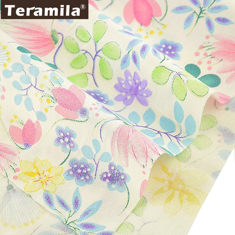 Teramila Twill хлопковая ткань с цветочным узором цветы стеганый Tecido шитье лоскутное Telas DIY Tissus Au метр Белый Скрапбукинг