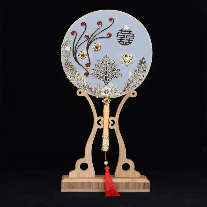 

Chinese Style Hand Held Fan Bamboo Silk Fan Vintage Bamboo birthday Present Home Party Wedding Decor