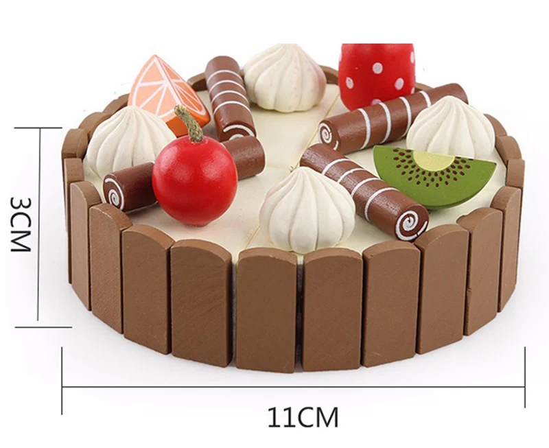 Baby Kitchen Toys Wooden Magnetic Birthday Cake Pretend Play Real Life Cutting Cake Toys for Children Early Educational 3D Fruit