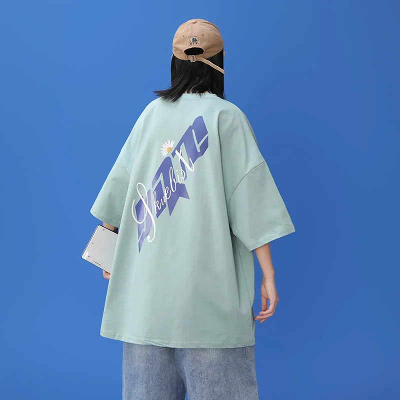 

Women's round neck T-shirt, fashion letter printing top, short-sleeved O-neck casual shirt DT6062