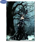 Готическая женщина и алмазная вышивка дракона картина Стразы 5d Сделай Сам Алмазная картина полная квадратная мозаика темнота с леди