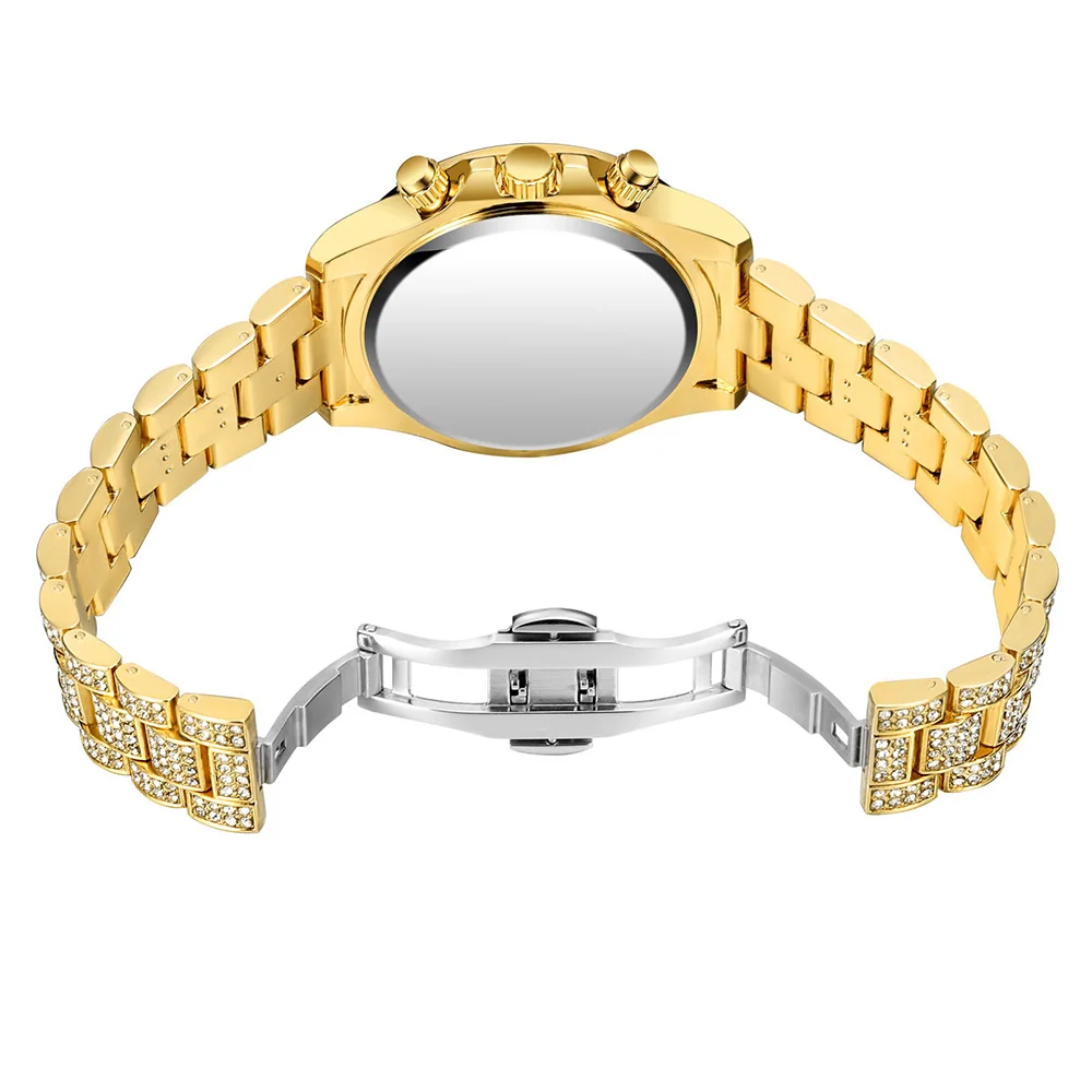 

Montre Homme Chronograph Watch Men Diamond Hip Hop Iced Out Mens Watches Top Brand Luxury Quartz Male Wristwatch Gold Relojes