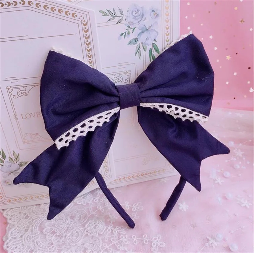 Японский большой бант KC лента для волос аксессуары из кружева бандана на каждый