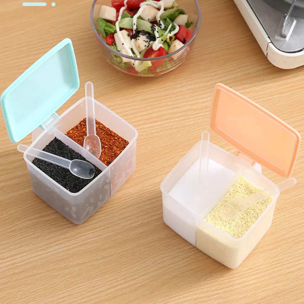 

Plastic Seasoning Box Kitchen Salt Shaker Seasoning Jar Storage Box Set Seasoning Jar With Spoon Household Kitchen Supplies