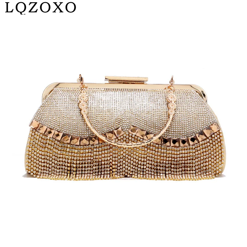 

Tassel Women Diamonds Evening Bags Rhinestones Acrylic Luxury New Design Small Day Clutch For Party Wedding Handbags