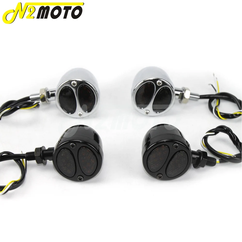 Хромированный светодиодный поворотник для мотоцикла Красный с янтарным