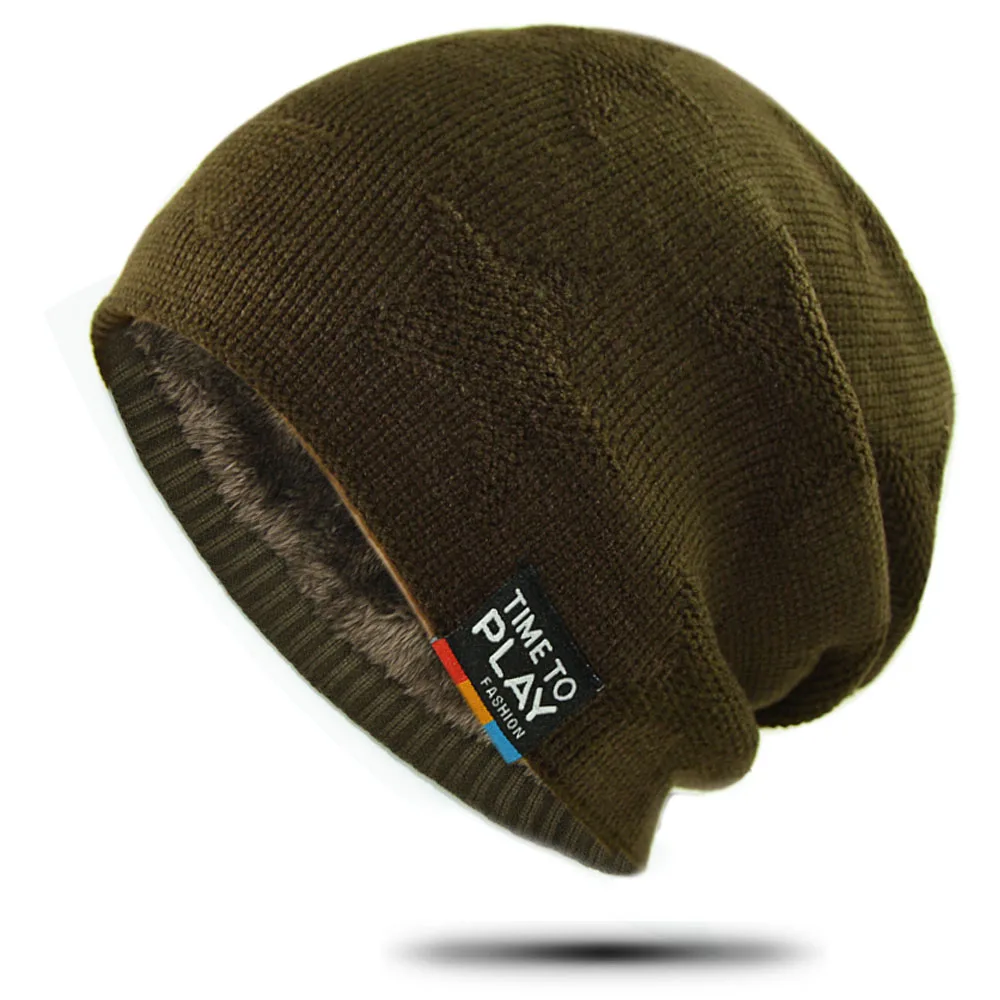 Новинка 2019 Мужская зимняя шапка плотные флисовые вязаные шапки с акриловой