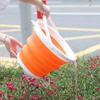 10l5l3 collapsible bucket portable folding lid silicone car washing children outdoor fishing travel home storage