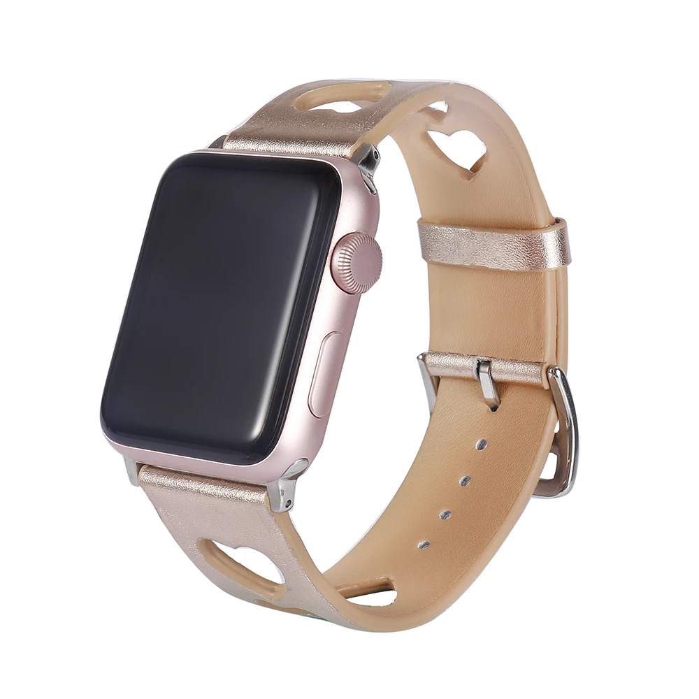 New band For Apple watch 42mm 38mm Leather hollow love woman lady pink strap for iwatch Series 1/2/3 Strap Watchband