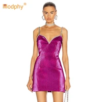 free shipping 2021 summer new purple diamond dress sexy women sleeveless bodycon club celebrity evening party spaghetti vestidos