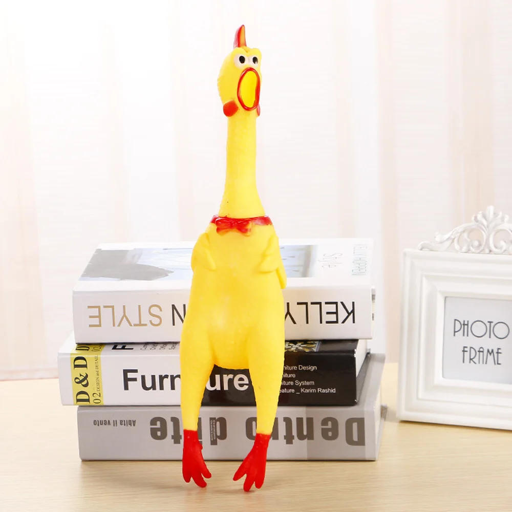 Screaming chicken pet cat dog toy squeeze squeak funny safety rubber molar chew supplies small dogs | Дом и сад