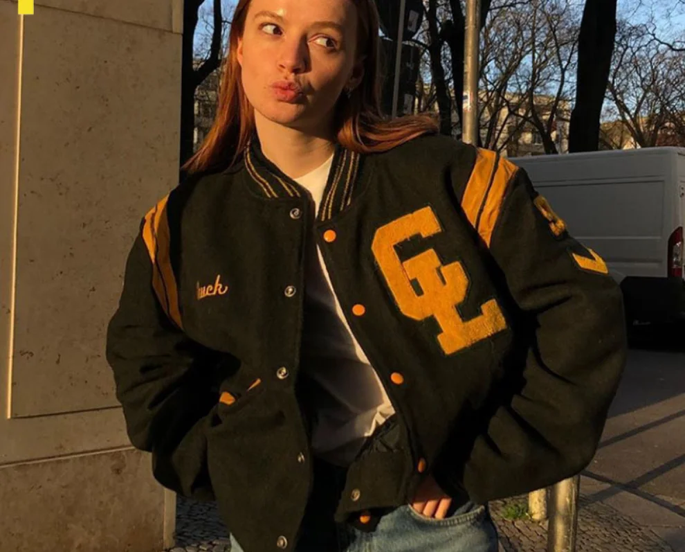 

Vintage Tang American Baseball Jacket Women's fashion jacket embroidery patchwork Korean 2021 oversize bomber varsity jacket