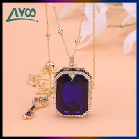 swa fashion jewelry original 11 charming blue baguette double side love lock crystal pendant necklace luxury romantic gift