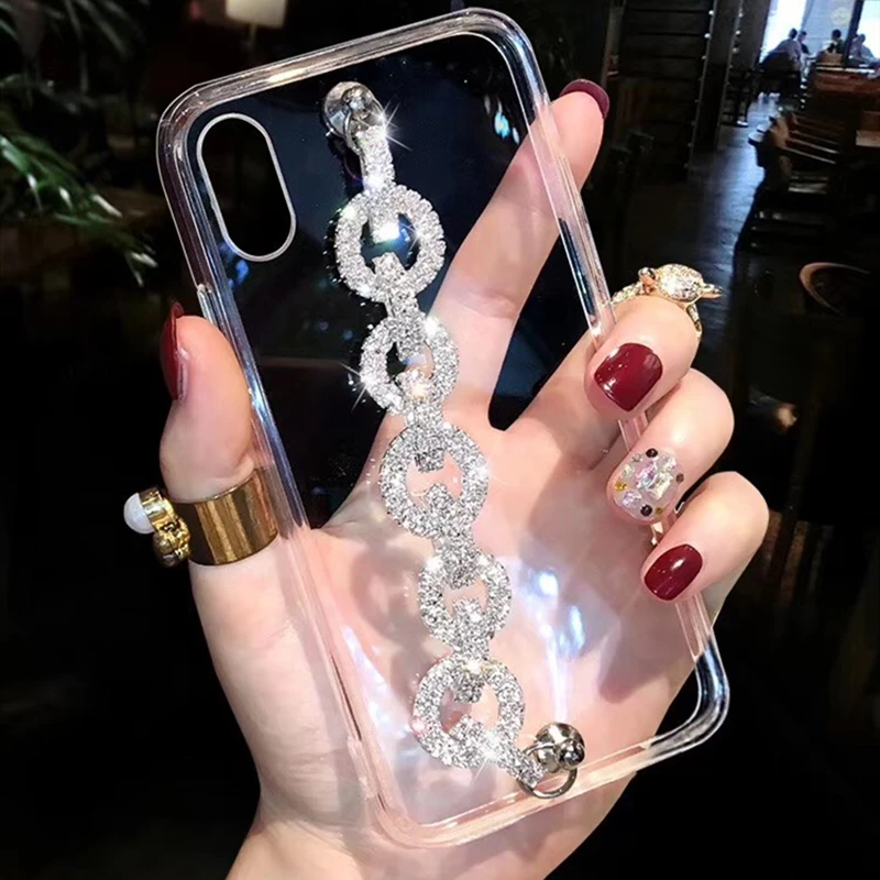 

Luxury Fashion diamond Bracelet Wristband Phone Case For iPhone 11 Pro Max X XS XR 7 8 Plus Transparent silicone Soft back cover