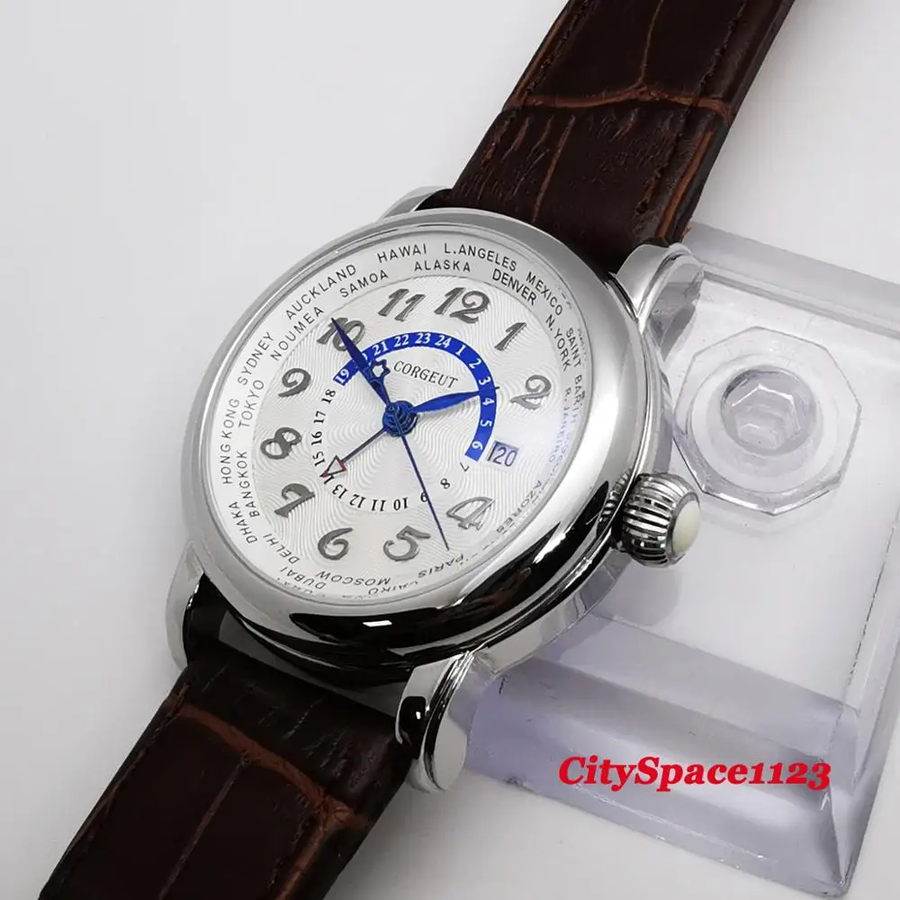 Мужские автоматические механические часы с полированным чехлом из нержавеющей