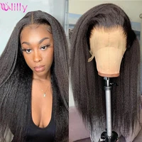 ulillu kinky stright 13x6 hd lace front human hair wigs remy peruvian human hair wigs front for black women dyed and permed