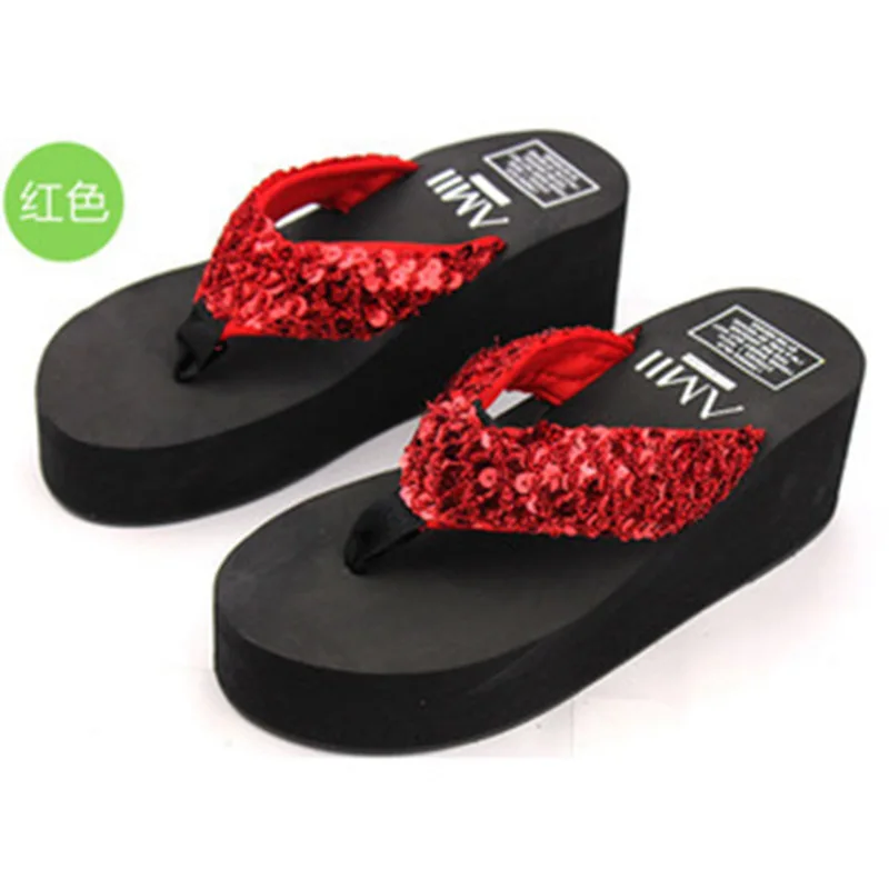 Женские шлепанцы Нескользящие с фланцем блестками для песчаного