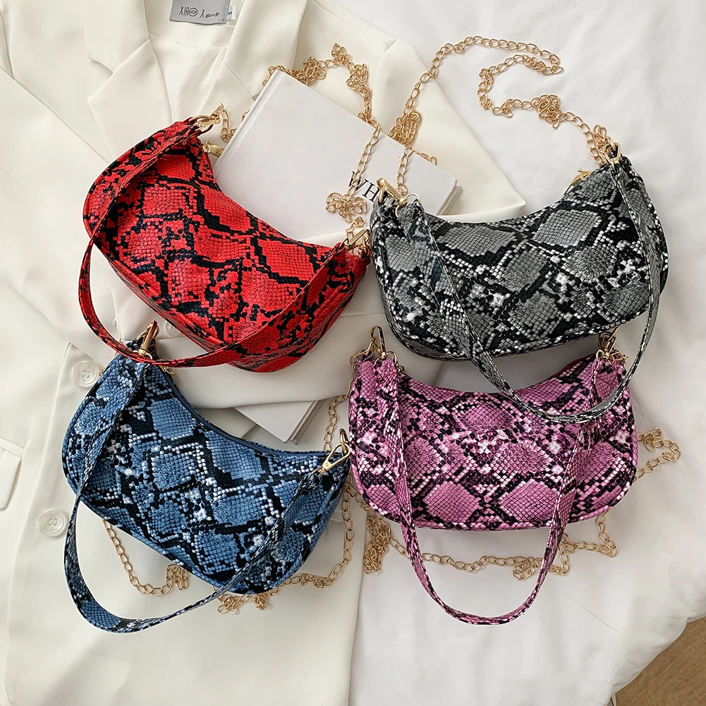 

Из искусственной кожи с рисунком под змеиную кожу печать цепочка Crossbody вместительные сумки Для женщин одного плеча сумка женский дизайнерс...