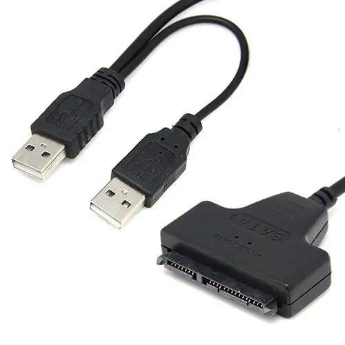 

USB 2.0 To SATA 7+15 Pin 22 Pin Adapter Cable for 2.5" inch Hard Disk Drive HDD Dual USB 2.0 to SATA 22Pin