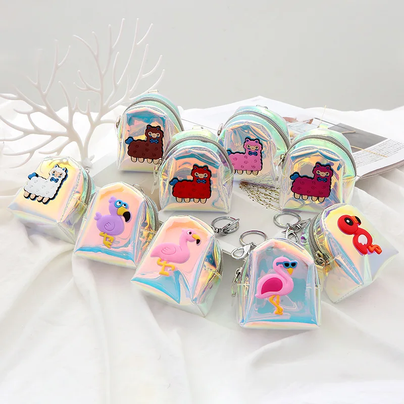 

CP0004 New Fashion Environmental Protection Laser Zero Wallet Lady Cute Mini Flamingo Alpaca Cartoon Anime Zipper Coin Purse