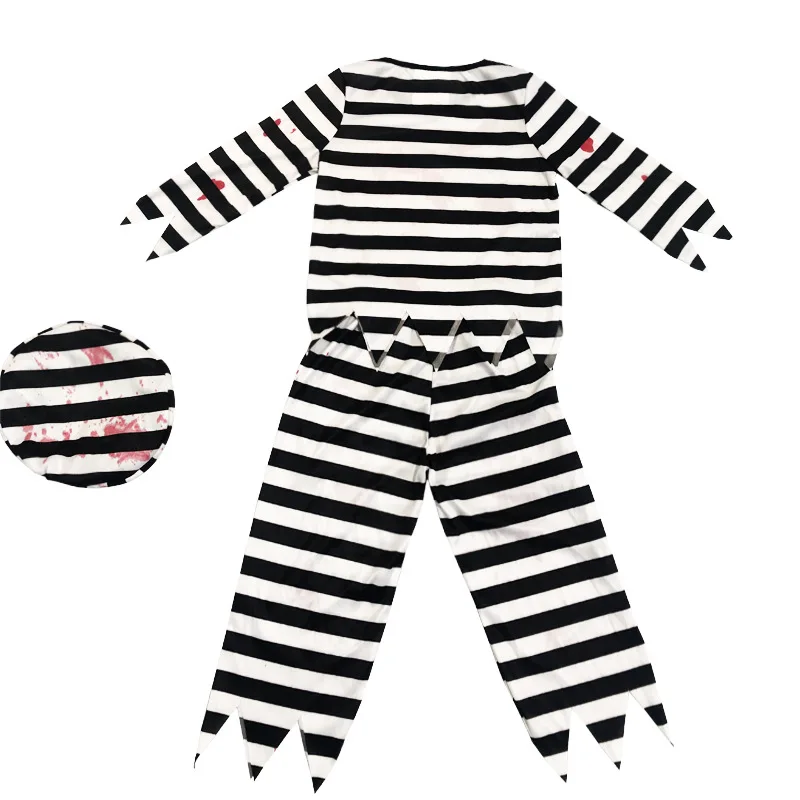 

3-4 year autumn children clothing Boy Girl Bloodcoat prison uniform horror prop halloween costumes kids clothes prisoner cosplay