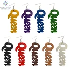 SOMESOOR гравированные красочные винтажные королевские африканские деревянные висячие серьги резные этнические большие петли Висячие ювелирные изделия для женщин в подарок