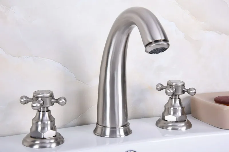 Смесители для умывальника из матового никеля смеситель ванной комнаты с двойной