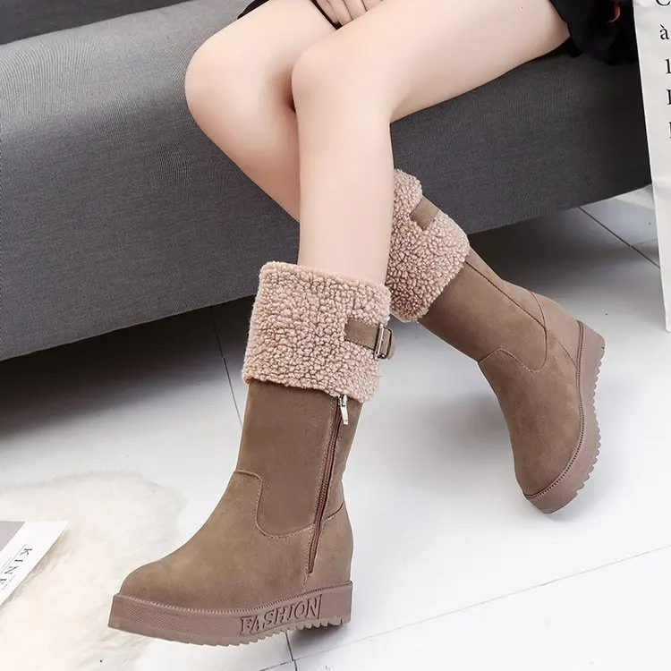 Женские ботинки до середины икры зимние Нескользящие Теплые Ботинки Martin на меху