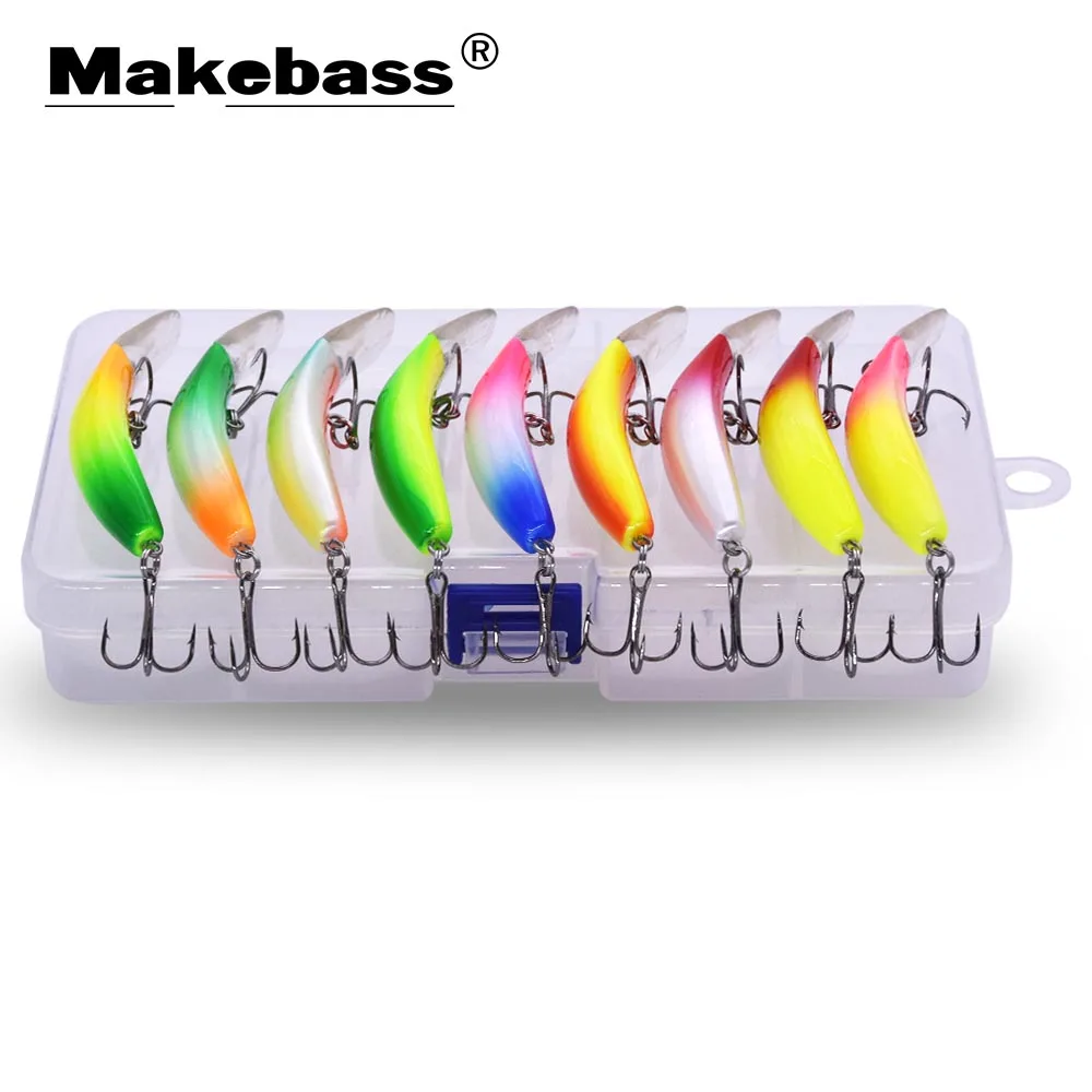 

MAKEBASS rainbow Crank bait 9pcs FishingLures Fishing Wobbler Lifelike Luya Artificial Hard bait Fishing offshore angling lure