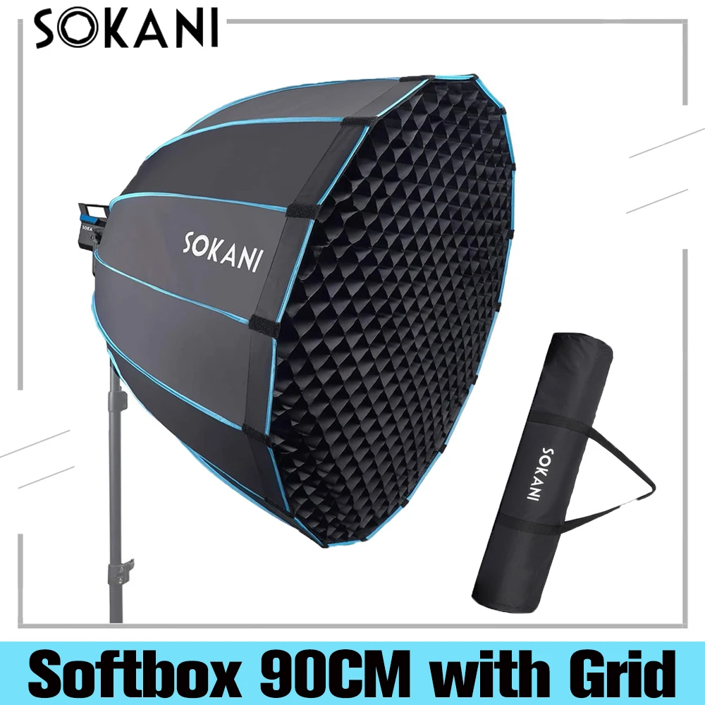 

Sokani 90CM Octagon Umbrella Softbox Bowens Mount with Grid for Aputure 120D II 300D II Godox SL-60W SL-150W AD300PRO AD400PRO