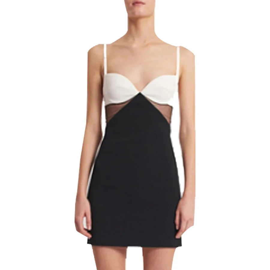 

BoozRey 2021 Dresses for Women Summer New Women's Suspenders Fashion Sexy Halter Low-cut Slim Color Matching Small Fresh Dress