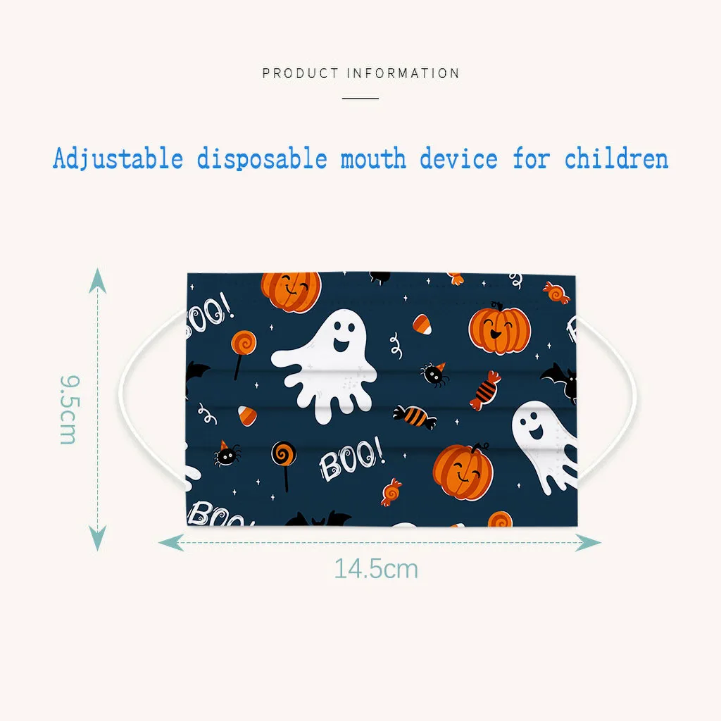 

50pc Halloween Cosplay Headband masques Kids Mask Disposable Facemask 3 Layer Ear Loop Breathable Protection Maska For Kids Face