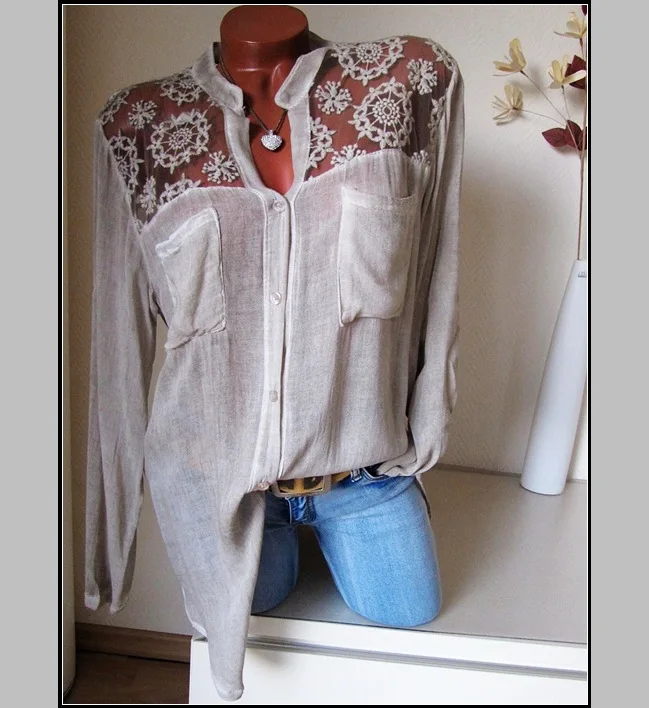 Женские топы и блузки больших размеров 5XL кружевные лоскутные повседневные