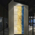 WANGART Большой абстрактный золотой Холст плакат синий пейзаж настенная живопись для гостиной Настенная картина современное искусство, принт