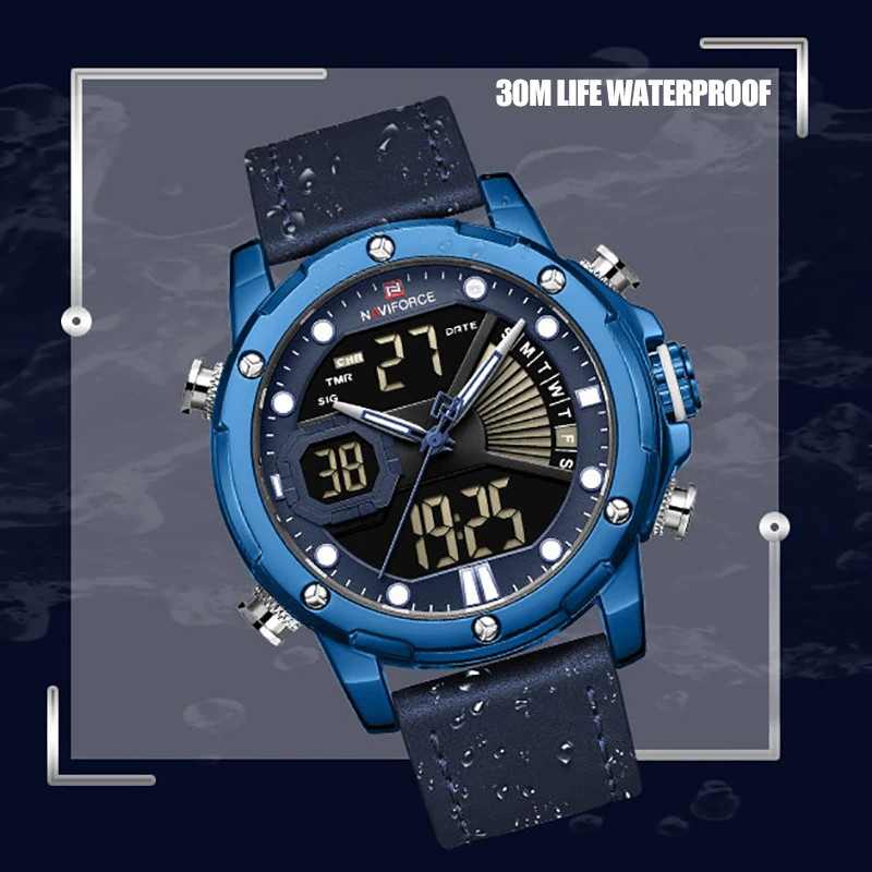 

Top Brand NAVIFORCE Men Dual Display Quartz Watch Mens Fashion Luxury Business Watches Male Leather Sport Waterproof Wristwatch