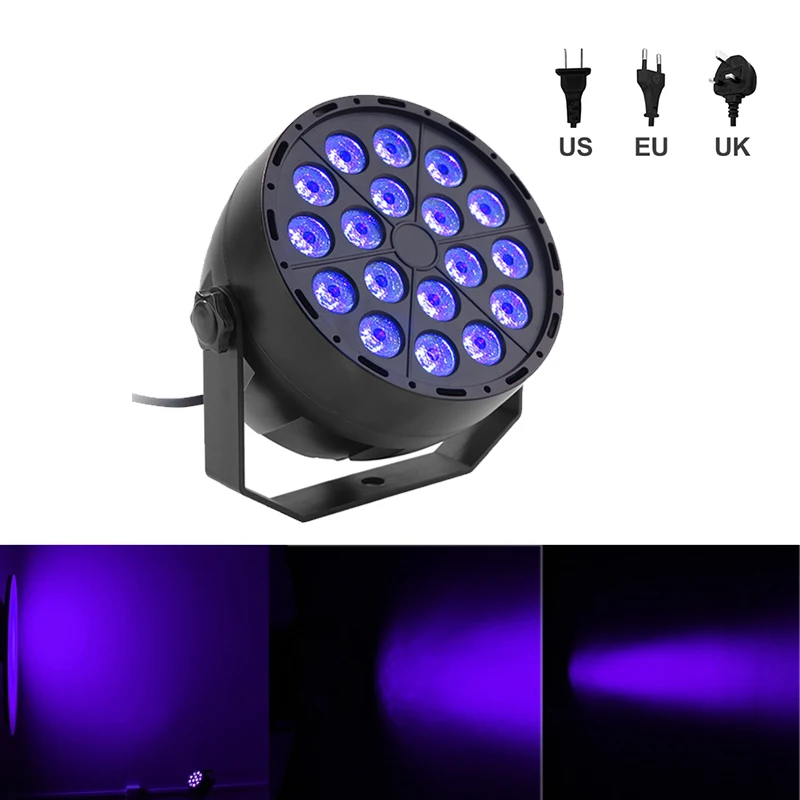 18 LEDs 12/18 светодиодов УФ диско-светильник со звуковым управлением Ультрафиолетовый стробоскоп сценический светильник s профессиональный DMX фиолетовый проектор вечерние лампы для паба черный светильник - Цвет: 18 LEDs