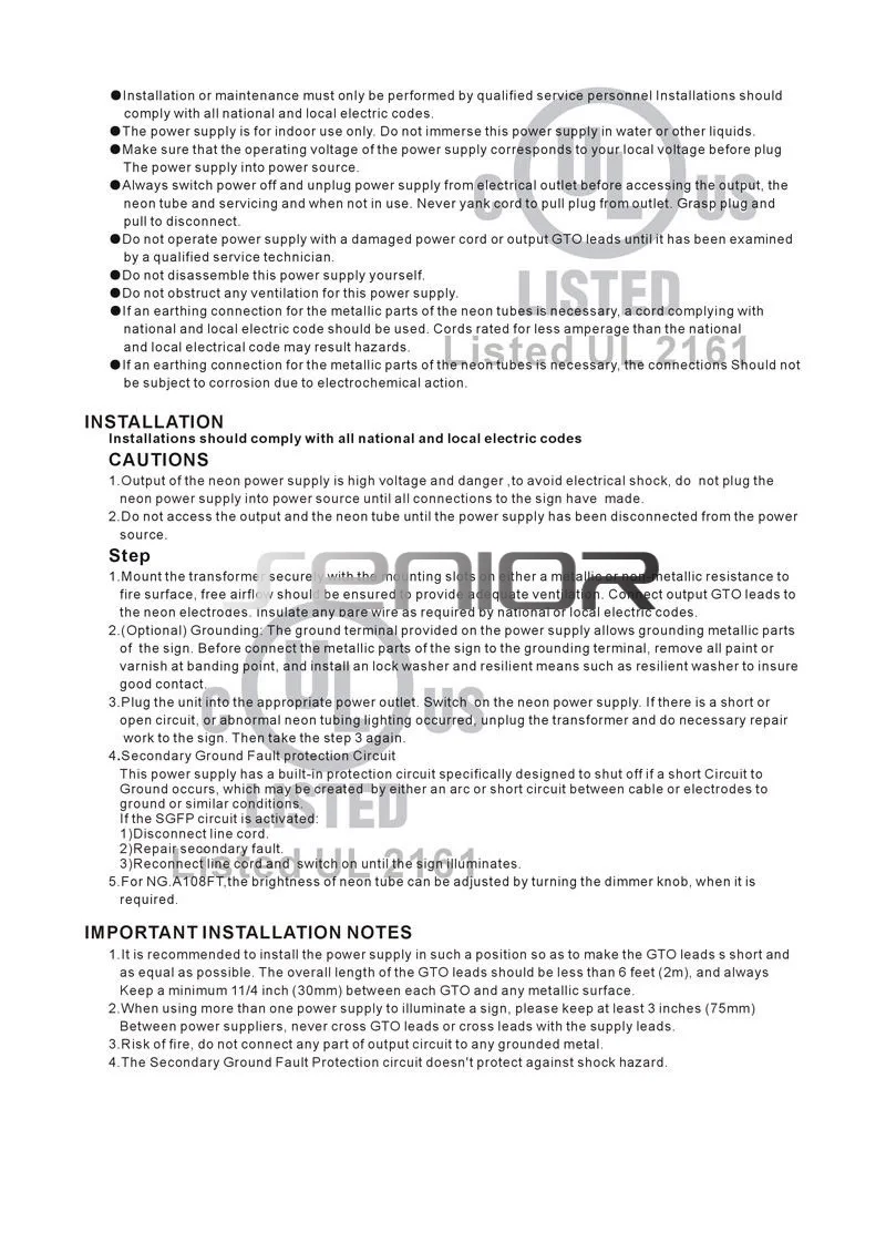 Неоновый Световой трансформатор мощностью 80 Вт с сертификацией UL неоновая