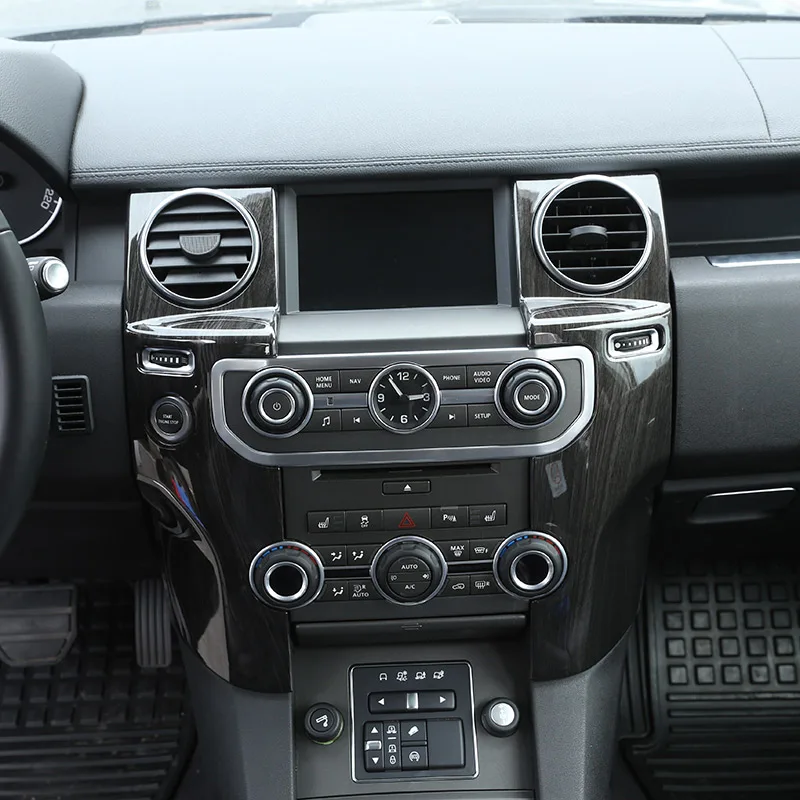 Фото Аксессуары для интерьера Land Rover Discovery 4 LR4, центральная консоль из АБС-пластика из темного дерева, декоративная наклейка для крышки вентиляционного отверстия переменного тока для LHD №4