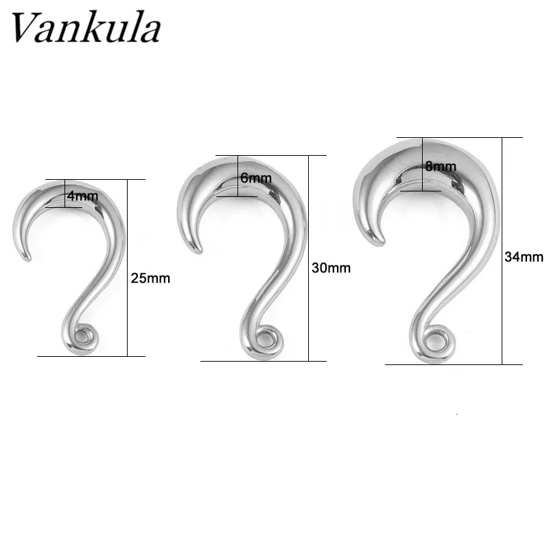 Vankula 316L Stainless Steel Ear Plug Tunnels Body Piercing Ear Gauges Expander Natural Stone Ear Weights Pair Selling
