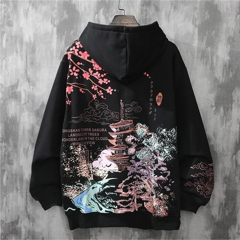 

Men'S Hoodies Sweatshirts For Men Harajuku Japanese Streetwear Sweatshirt With Hood Hip Hop Clothing With Print Outwear FF2021