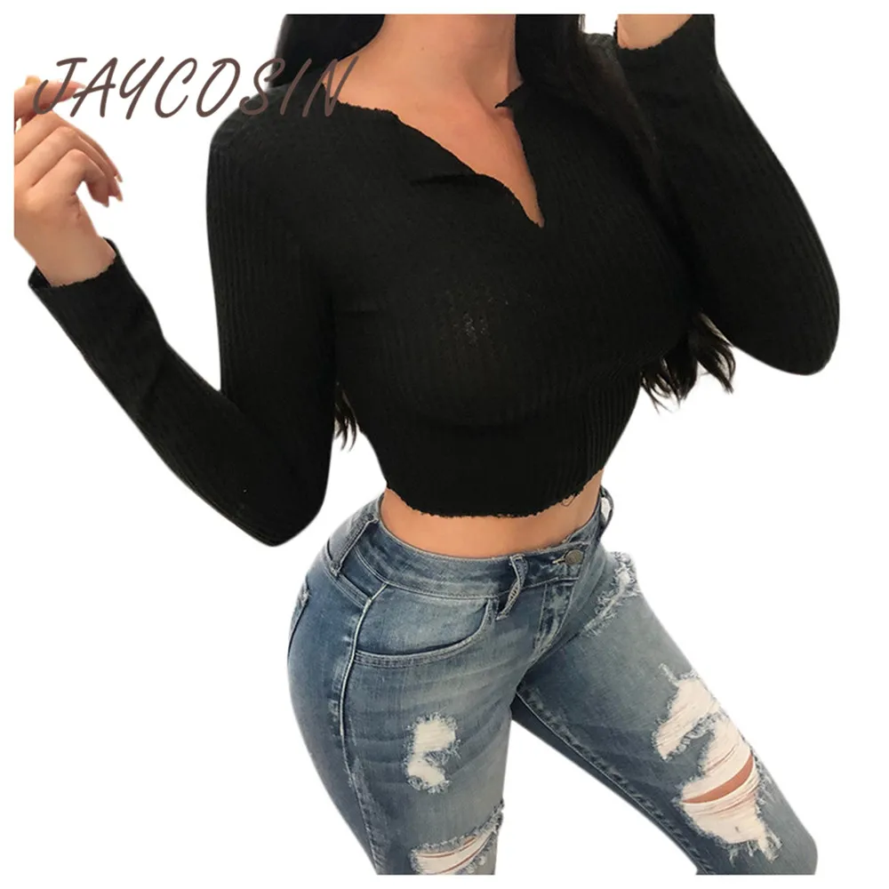 JAYCOSIN Clothes women sweaters and pullovers crop tops ladies Cotton knitted sweater winter 2019 long sleeve top | Женская одежда